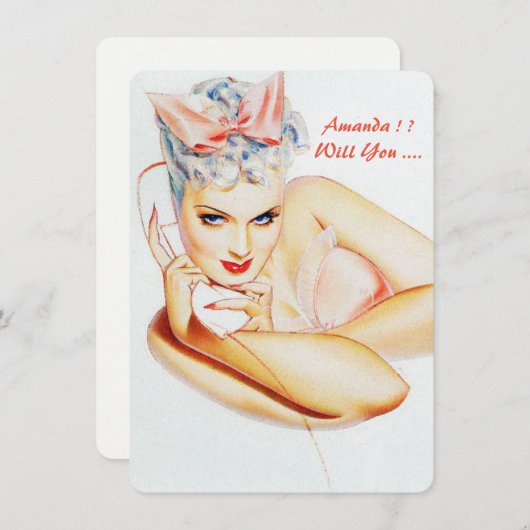 パーソナライズなレトロは私の新婦付添人またはメイド・オブ・オーナー（花嫁付き添い人）です 招待状 (正面/裏面)