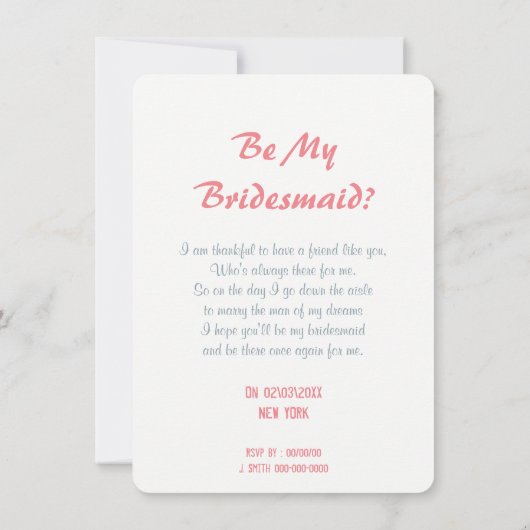 パーソナライズなレトロは私の新婦付添人またはメイド・オブ・オーナー（花嫁付き添い人）です 招待状 (裏面)