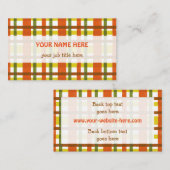 パーソナライズなレトロ70sのオレンジ黄色の格子縞 名刺 (正面/裏面)