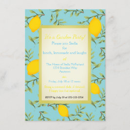 パーソナライズなレモンの木の庭のパーティの招待状 招待状