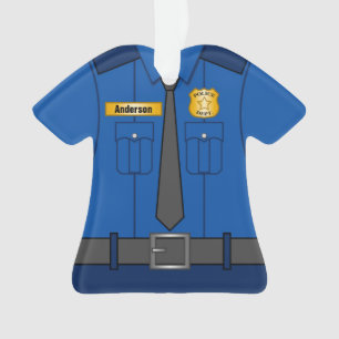 パーソナライズなロイヤルブルーの警官のユニフォーム オーナメント