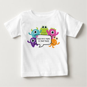 パーソナライズなワイシャツかロンパース-小さいモンスターのデザイン ベビーTシャツ