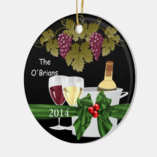 パーソナライズなワイン愛好家2014のオーナメントのギフト セラミックオーナメント (左)