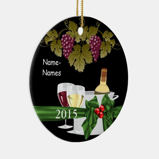 パーソナライズなワイン愛好家2015休日のオーナメント セラミックオーナメント (右)