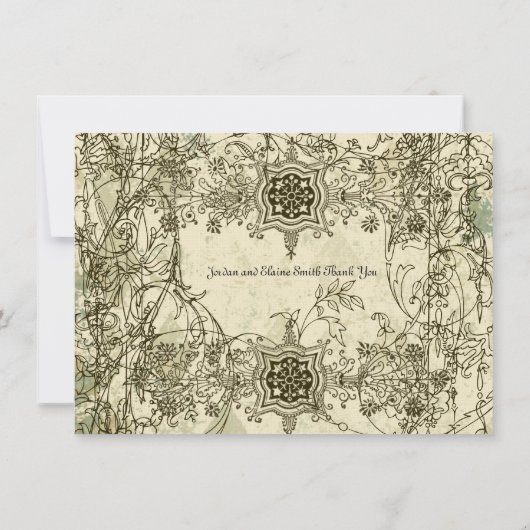 パーソナライズなヴィンテージのイタリアンな緑青は感謝していしています サンキューカード (裏面)