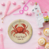 パーソナライズなヴィンテージのカニのデザイン ペーパープレート (パーティー)