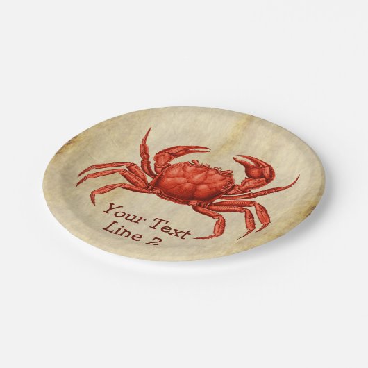 パーソナライズなヴィンテージのカニのデザイン ペーパープレート (アングル)