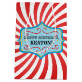 パーソナライズなヴィンテージのサーカスのギフトバッグ ミディアムペーパーバッグ (裏面)