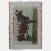 パーソナライズなヴィンテージのショートホーン牛 スローブランケット (正面縦)