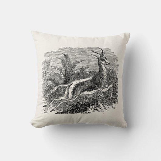 パーソナライズなヴィンテージのスプリングボックのカモシカのガゼル クッション (正面)