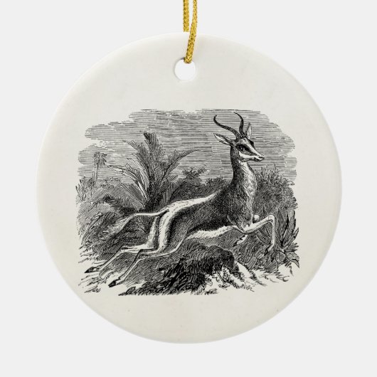 パーソナライズなヴィンテージのスプリングボックのカモシカのガゼル セラミックオーナメント (正面)