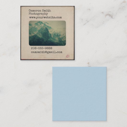 パーソナライズなヴィンテージのスライドの名刺 スクエア名刺 (正面/裏面)