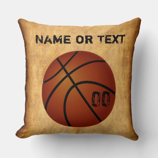 パーソナライズなヴィンテージのバスケットボールの装飾用クッション クッション (正面)