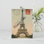 パーソナライズなヴィンテージのパリエッフェル塔は感謝していしています サンキューカード (スタンド正面)