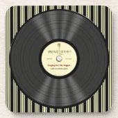 パーソナライズなヴィンテージのマイクロフォンのレコード コースター (正面)