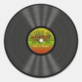 パーソナライズなヴィンテージのレゲエのレコードのステッカー ラウンドシール (正面)