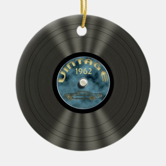 パーソナライズなヴィンテージのレコードのオーナメント セラミックオーナメント (正面)