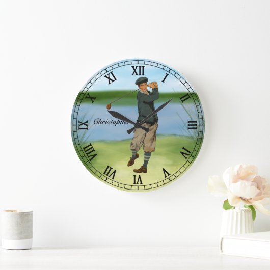 パーソナライズなヴィンテージの一見のゴルファーのゴルフ振動 ラージ壁時計 (ホーム)