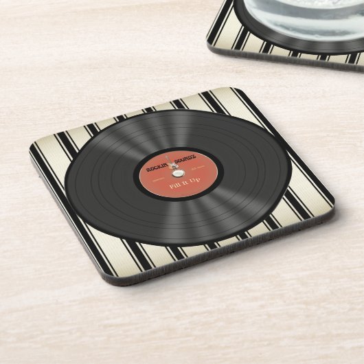 パーソナライズなヴィンテージの石のレコード コースター (左側)