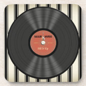 パーソナライズなヴィンテージの石のレコード コースター (正面)