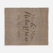 パーソナライズなヴィンテージの素朴な結婚式の姓 フリースブランケット (正面(横))