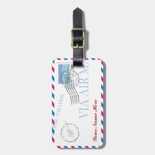 パーソナライズなヴィンテージの航空便の封筒の荷物のラベル ラゲッジタグ (正面縦)