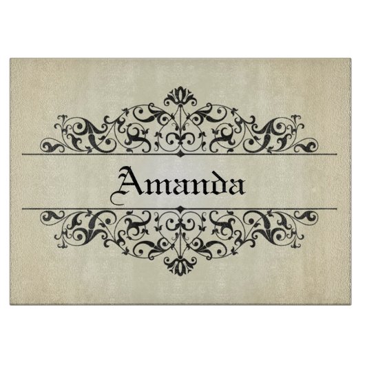 パーソナライズなヴィンテージの花柄 カッティングボード (正面)