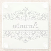 パーソナライズなヴィンテージの花柄 ガラスコースター (裏面)