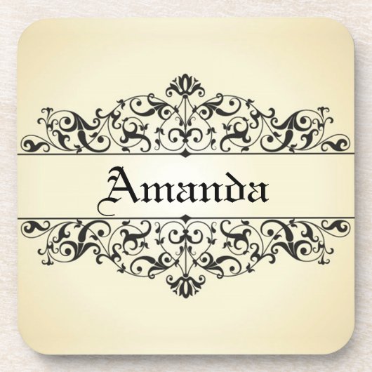 パーソナライズなヴィンテージの花柄 コースター (正面)