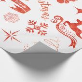 パーソナライズなヴィンテージの赤い及びホワイトクリスマスの覆い ラッピングペーパー (コーナー)