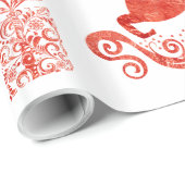 パーソナライズなヴィンテージの赤い及びホワイトクリスマスの覆い ラッピングペーパー (ロールコーナー)