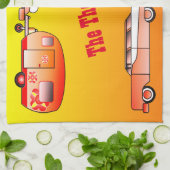 パーソナライズなヴィンテージの車およびキャラバンの皿タオル キッチンタオル (折り畳み)