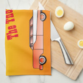 パーソナライズなヴィンテージの車およびキャラバンの皿タオル キッチンタオル (四つ折り)