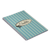 パーソナライズなヴィンテージの青い縞 ノートブック (右側)