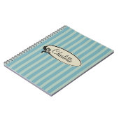 パーソナライズなヴィンテージの青い縞 ノートブック (左側)