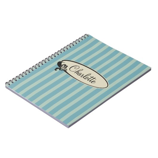 パーソナライズなヴィンテージの青い縞 ノートブック (左側)