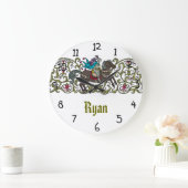 パーソナライズなヴィンテージの騎士 ラージ壁時計 (ホーム)