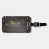 パーソナライズなヴィンテージの黒板の金ゴールドの星 ラゲッジタグ (正面横)