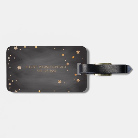 パーソナライズなヴィンテージの黒板の金ゴールドの星 ラゲッジタグ (裏面横)