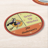 パーソナライズなヴィンテージハロウィン ラウンドペーパーコースター (アングル)