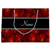 パーソナライズな一流のえんじ色のバラ ラージペーパーバッグ (正面)
