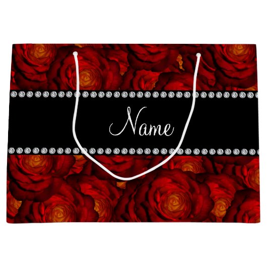 パーソナライズな一流のえんじ色のバラ ラージペーパーバッグ (正面)