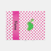 パーソナライズな一流のかわいいカメのピンクのハート フリースブランケット (正面(横))
