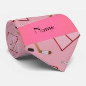 パーソナライズな一流のかわいらしいピンクのホッケーパターン ネクタイ (ロール)