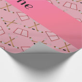 パーソナライズな一流のかわいらしいピンクのホッケーパターン ラッピングペーパー (角)