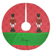 パーソナライズな一流のくるみ割りの赤の雪片 ブラッシュドポリエステルツリースカート (正面)