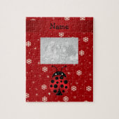 パーソナライズな一流のてんとう虫の赤の雪片 ジグソーパズル (縦)