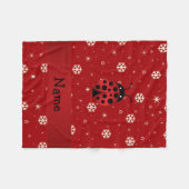 パーソナライズな一流のてんとう虫の赤の雪片 フリースブランケット (正面(横))