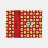 パーソナライズな一流のイタリアンなシェフ赤いピザパターン フリースブランケット (正面(横))