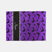 パーソナライズな一流のインディゴの紫色のグリッターのイルカ フリースブランケット (正面(横))